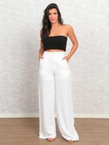 A-Lows O&L Calça wide leg Duna Cor Branco Cintura Com Elatano A-Lows O&L Calça wide leg Duna Cor Branco Cintura Com Elatano