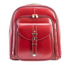 A mochila de negócios de couro McKlein OLYMPIA serve para um laptop de 11 polegadas