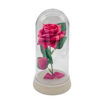A Rosa Encantada Pink com Cúpula A Bela E A Fera - Amor Lindo Boutique