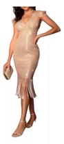 A0404-Vestido Festa Evento Luxo Elegante Trage Fino Franja A643