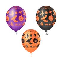 A3-Balão Látex Nº 10 - 25cm Decoração Halloween Sortido c/ 25 unidades - Riberball