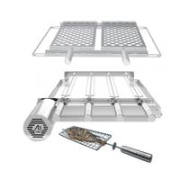 A3 Grill Ajustável - Motor Giratório para 4 Espetos + Suporte Ajustável + 2 Grelhas Moeda + Espeto Grelha A3 Grill Ajustável - Motor Giratório para 4 Espetos + Suporte Ajustável + 2 Grelhas Moeda + Espeto Grelha
