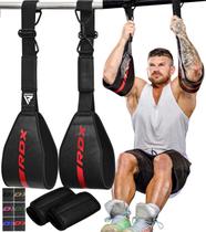 Ab Straps RDX AB para pendurar em couro maia com barra de puxar Ab Straps RDX AB para pendurar em couro maia com barra de puxar
