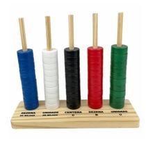 Abaco aberto com 5 hastes base em madeira - BrinqMutti