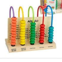 Ábaco De Madeira Infantil Educativo 5 Colunas Escolar Matemática - DMTOYS