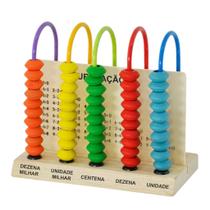 Ábaco Infantil Educativo 5 Colunas Escolar Brinquedo Madeira - DM TOYS