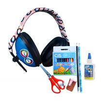 Abafador de Barulho para Meninas com Kit Escolar Educativo e Sensorial
