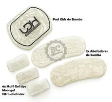 Abafador de Tambores Luen LDH Kit Damper Color Branco c/ Padkick e Abafadores de Bumbo e Tom (98255)