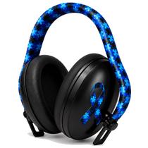 Abafador para crianças TEA preto de 14 db com arco colorido azul Abafador para crianças TEA preto de 14 db com arco colorido azul
