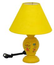 Abajour artesanal cerâmica Mimo amarelo com cupula TNT Abajour artesanal cerâmica Mimo amarelo com cupula TNT