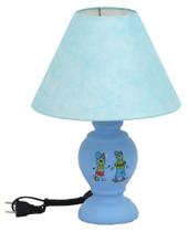 Abajour artesanal cerâmica Mimo Azul com cupula TNT Abajour artesanal cerâmica Mimo Azul com cupula TNT