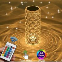 Abajur 16 Cores LED USB Luminária Acrílico Touch e Controle Abajur 16 Cores LED USB Luminária Acrílico Touch e Controle