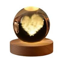 Abajur 3D LED Bola de Cristal - Luz Noturna com Design de Galáxia, Lua e Planetas