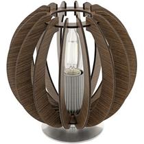 Abajur aço níquel acetinado madeira marrom diam. 185 mm 1 X 40W E14 Abajur aço níquel acetinado madeira marrom diam. 185 mm 1 X 40W E14