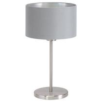 Abajur aço níquel acetinado tecido cinza prateado 1 X 40W E27 Abajur aço níquel acetinado tecido cinza prateado 1 X 40W E27