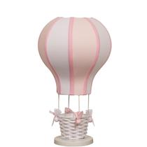 Abajur Balão Rosa Com Branco Luz Em Foco Quarto Infantil