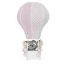 Abajur Balãozinho Cintura Elefante Chevron Rosa Com Branco Quarto Bebê Infantil
