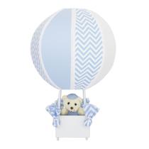Abajur Balãozinho Urso Chevron Azul Com Branco Quarto Bebê Infantil Abajur Balãozinho Urso Chevron Azul Com Branco Quarto Bebê Infantil