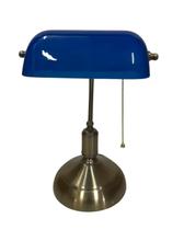 Abajur Banker Azul Clássico Luminária De Mesa Retro Luxo