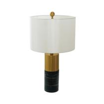 Abajur Base Preta Mármore e Metal Dourado Cupula