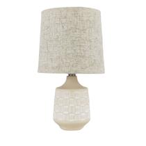 Abajur Bege e Cúpula Palha - Luminária de Mesa Quarto / Sala