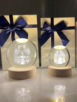 Abajur Bola Cristal Imagens Religiosas 6cm e 8cm Laser 3D Jesus Maria Misericordioso e Familia