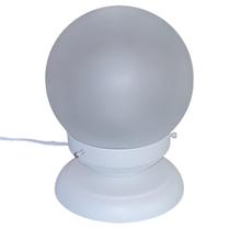 Abajur Bola de Cristal Branco C/Esfera 10x15 Vidro Fosco