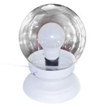 Abajur Bola de Cristal Branco C/Esfera 10x15 Vidro Incolor