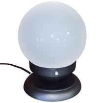 Abajur Bola de Cristal Preto C/Esfera 10x15 Branco brilho