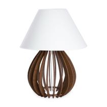 Abajur Bola Mdf Marrom Cupula Clara Sala Cozinha Quarto