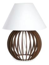 Abajur Bola Mdf Marrom Cúpula Sala Cozinha Quarto Esc 127/22