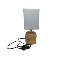 Abajur Branco com Base de Cerâmica Madeira 30x12,5cm Abajur Branco com Base de Cerâmica Madeira 30x12,5cm