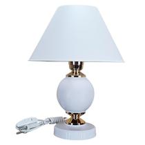 Abajur Branco e Dourado Clean e Luxuoso: Quarto, Sala, Mesa. Bivolt. Decoração Linda!