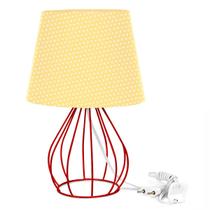 Abajur Cebola Dome Amarelo/bolinha Com Aramado Vermelho