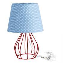 Abajur Cebola Dome Azul/bolinha Com Aramado Vermelho