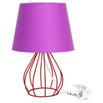 Abajur Cebola Dome Roxo Com Aramado Vermelho