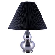 Abajur Charlot 51Cm Base Metal Escovado E-27 MAX 60W Cupula Preta