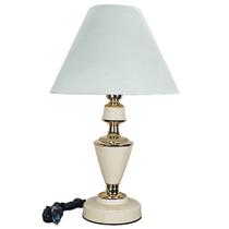 Abajur Clássico Trinity Quarto Sala Luminária Decoração Bege Cúpula Branca Abajur Clássico Trinity Quarto Sala Luminária Decoração Bege Cúpula Branca