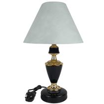 Abajur Clássico Trinity Quarto Sala Luminária Decoração Preto Cúpula Branca