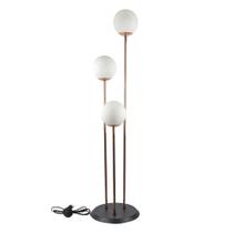 Abajur Coluna Newton 3 Globos Esfera De Vidro Branco - Cobre Abajur Coluna Newton 3 Globos Esfera De Vidro Branco - Cobre