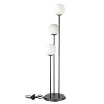 Abajur Coluna Newton 3 Globos Esfera De Vidro Branco - Preto Abajur Coluna Newton 3 Globos Esfera De Vidro Branco - Preto