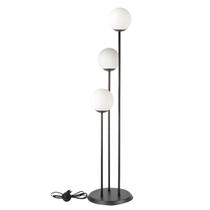 Abajur Coluna Newton 3 Globos Esfera de Vidro Branco - Preto Abajur Coluna Newton 3 Globos Esfera de Vidro Branco - Preto