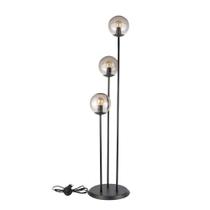 Abajur Coluna Newton 3 Globos Esfera De Vidro Fumê - Preto Abajur Coluna Newton 3 Globos Esfera De Vidro Fumê - Preto