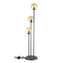 Abajur Coluna Newton Preto c/ 3 Globo Esfera de Vidro Âmbar Abajur Coluna Newton Preto c/ 3 Globo Esfera de Vidro Âmbar