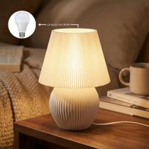 Abajur Cora Canelada Luminária de Mesa Muvia 5 Cores e Lâmpada LED 3000K ou Filamento LED 2400K
