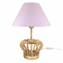 Abajur Coroa Dourada Cúpula Rosa Quarto Bebê Infantil Menina Abajur Coroa Dourada Cúpula Rosa Quarto Bebê Infantil Menina