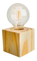 Abajur Cubo Madeira Pinus Combinação Com Lampada De Filamento, Decore Seu Quarto, Sua Sala