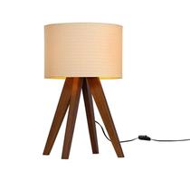 Abajur De Cabeceira Madeira Cúpula Luxo Tela Escritório