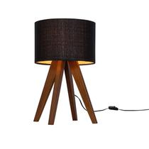 Abajur De Cabeceira Madeira Cúpula Luxo Tela Escritório