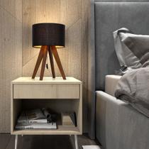 Abajur De Cabeceira Madeira Cúpula Luxo Tela Escritório madri